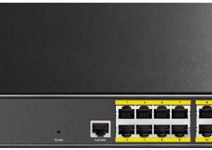 16-Port Layer 2 Managed Gigabit PoE+ Switch with 2 Uplink Gigabit Ports and 2 Gigabit SFP Slots, 200W
